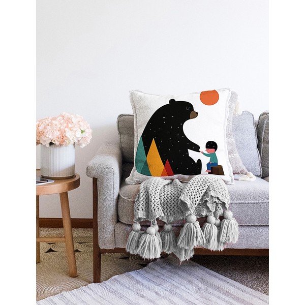 Spilvendrāna ar kokvilnas maisījumu Minimalist Cushion Covers Bear, 55 x 55 cm-image-2