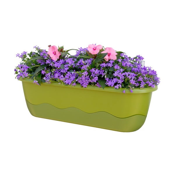 Zaļš pašapūdeņojošs puķu pods Plastia Mareta, garums 60 cm-image-1