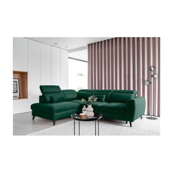 Zaļš samta salokāms/ar uzglabāšanas vietu stūra dīvāns (ar labo stūri/L veida) Noble – ELTAP-image-1