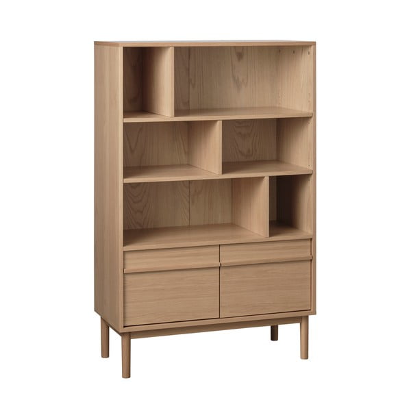 Dabīga toņa grāmatplaukts ar ozolkoka imitāciju 140x90 cm Ponza – Unique Furniture-image-2