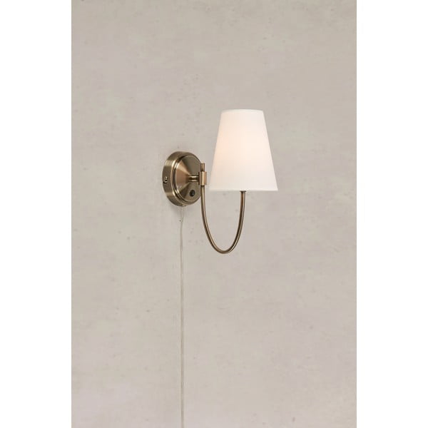 Balta/misiņa krāsas sienas lampa ar vadu Amar – Markslöjd-image-4