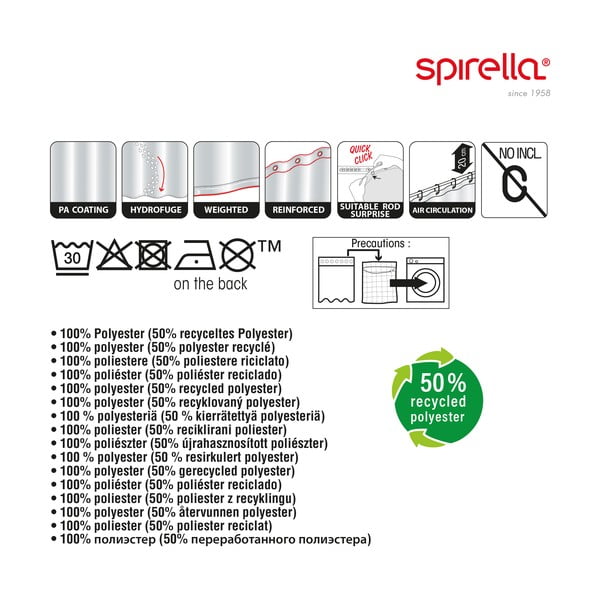 Dušas aizkars 180x200 cm Jaya – Spirella-image-1