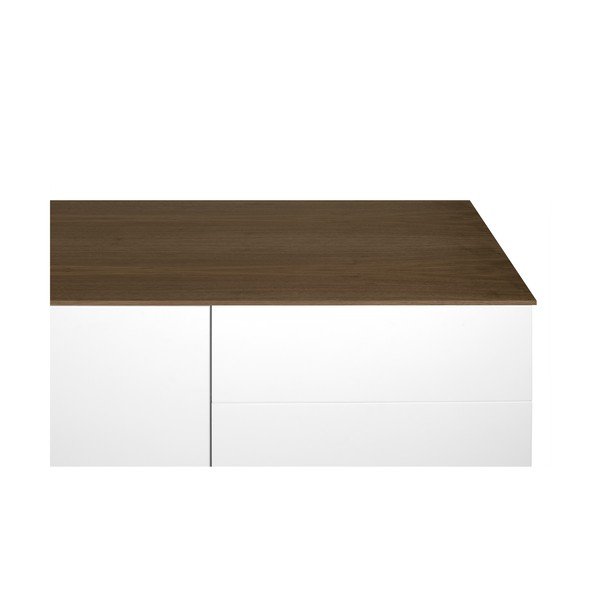 Balta kumode ar 3 atvilktnēm, 3 durvīm un melnām kājām TemaHome Join-image-4