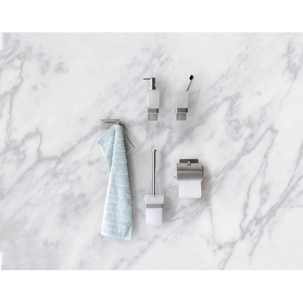 Matētas sudraba krāsas nerūsējošā tērauda pašlīmējošs tualetes papīra turētājs Genova – Wenko-image-1