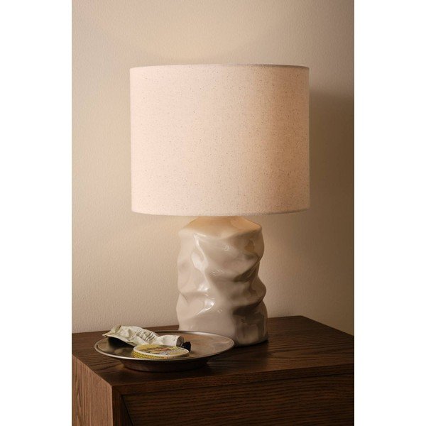 Pelēka keramikas galda lampa (augstums 40 cm) Milera – Jotex-image-1