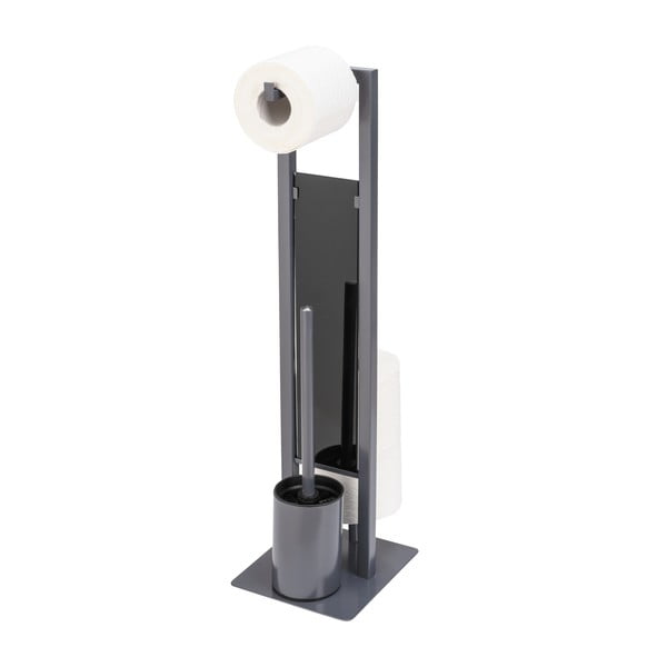 Pelēks tualetes papīra turētājs ar tualetes birsti Wenko Rivalta-image-2