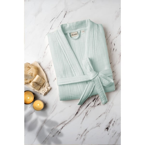 Piparmētru zaļš muslīna halāts S/M Kimono – Foutastic-image-2