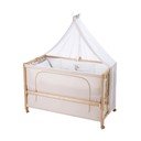 Dabīga toņa bērnu gultiņa ar riteņiem/ar baldahīnu 60x120 cm Liebhabär – Roba