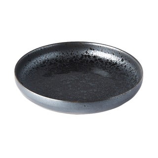 Melni pelēks keramikas šķīvis ar paaugstinātu malu MIJ Pearl, ø 22 cm