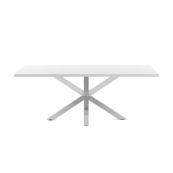 Balts pusdienu galds ar nerūsējošā tērauda pamatni Kave Home Arya, 160 x 100 cm-image-3