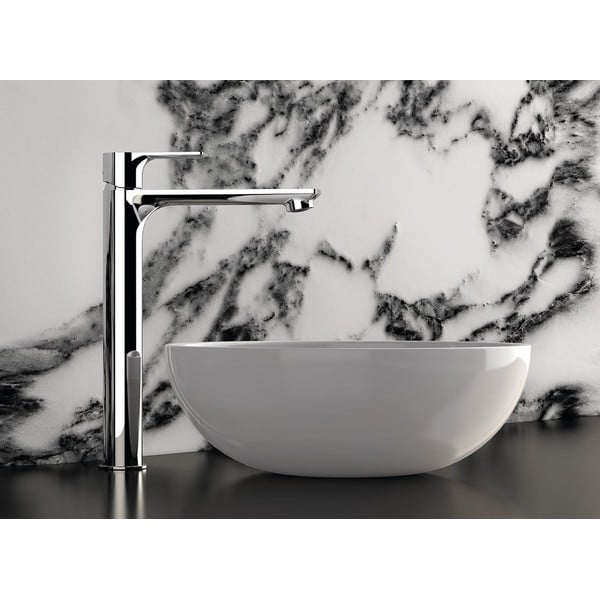 Spīdīgas sudraba krāsas stāvošs jaucējkrāns izlietnei Pax – Sapho-image-1