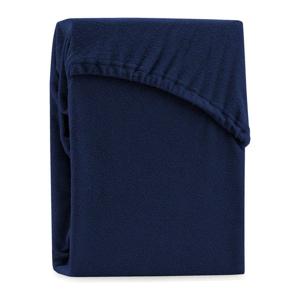 Tumši zils elastīgs palags divguļamai gultai AmeliaHome Ruby Siesta, 220/240 x 220 cm