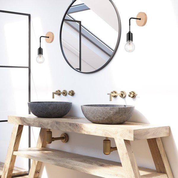 Melna/dabīga toņa sienas lampa Orazio – LAMKUR-image-1