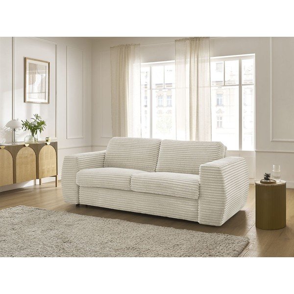 Bēšs velveta dīvāns gulēšanai/salokāms 220 cm Hugo – Bobochic Paris-image-1