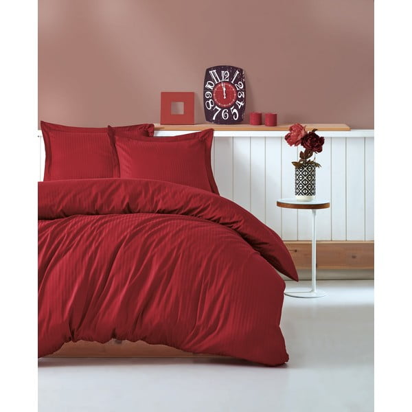 Sarkana divvietīga gultas pārklājiņš Stripe, 200 x 220 cm