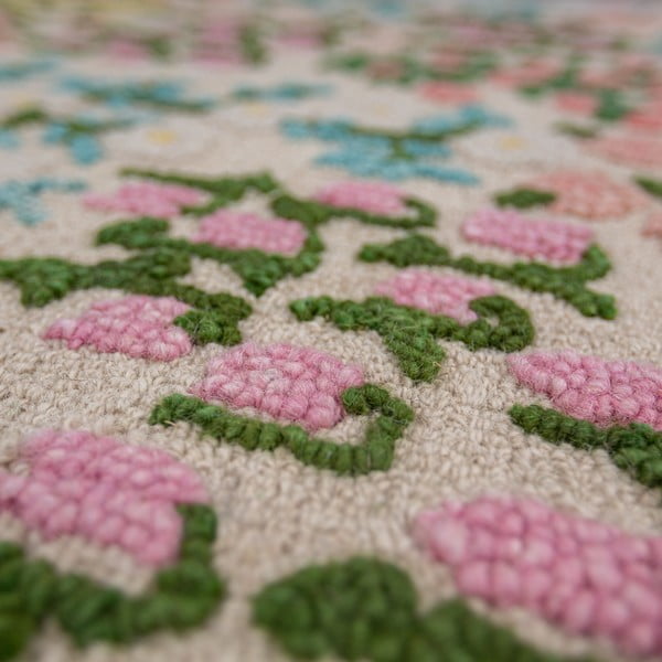 Krēmkrāsas ar rokām darināts vilnas paklājs 160x230 cm Emilia Floral – Flair Rugs-image-2