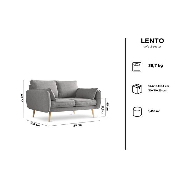 Bēšs divvietīgs dīvāns Kooko Home Lento, 158 cm-image-4