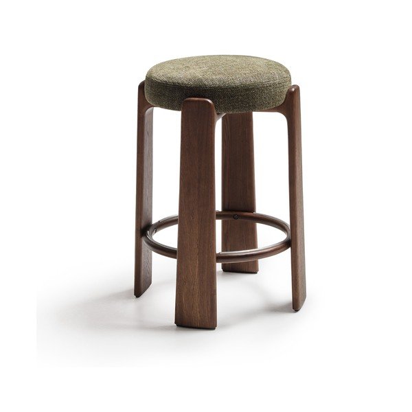Zaļa/tumša dabīga toņa oša masīvkoka bāra taburete (sēdekļa augstums 75 cm) Granite – Kave Home