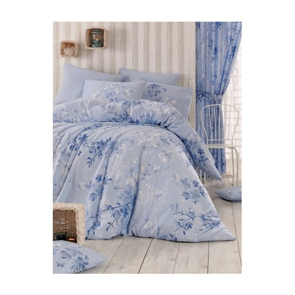 Zila gultas veļa divguļamai gultai Elena, 200 x 220 cm