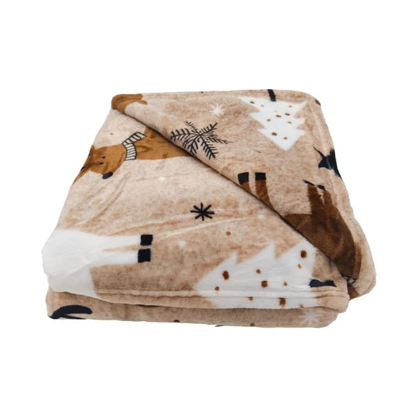 Brūns mikroplīša pleds ar Ziemassvētku motīvu 150x200 cm Nordic Fairytale – My House