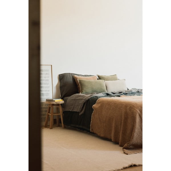 Okera dzeltens kokvilnas pleds 130x180 cm Handloom – Lorena Canals-image-3