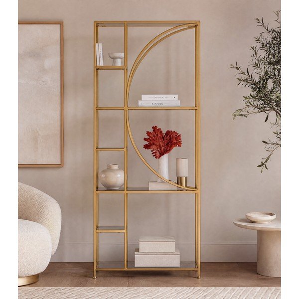 Zelta krāsas tērauda grāmatplaukts 66x176x25,5 cm Elenor – Bizzotto-image-3
