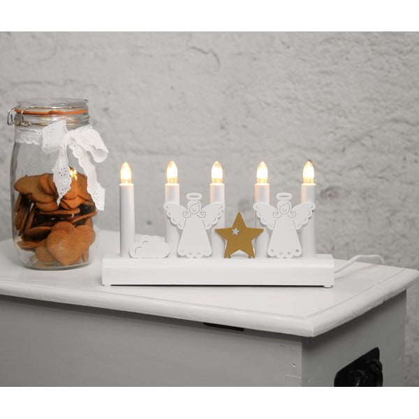 Balts sveču turētājs Star Trading Angels, augstums 15 cm