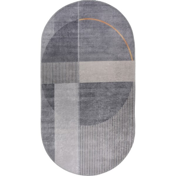 Pelēks mazgājams paklājs 60x100 cm Oval – Vitaus