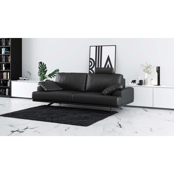 Tumši pelēks ādas dīvāns 220 cm Prado – MESONICA-image-1