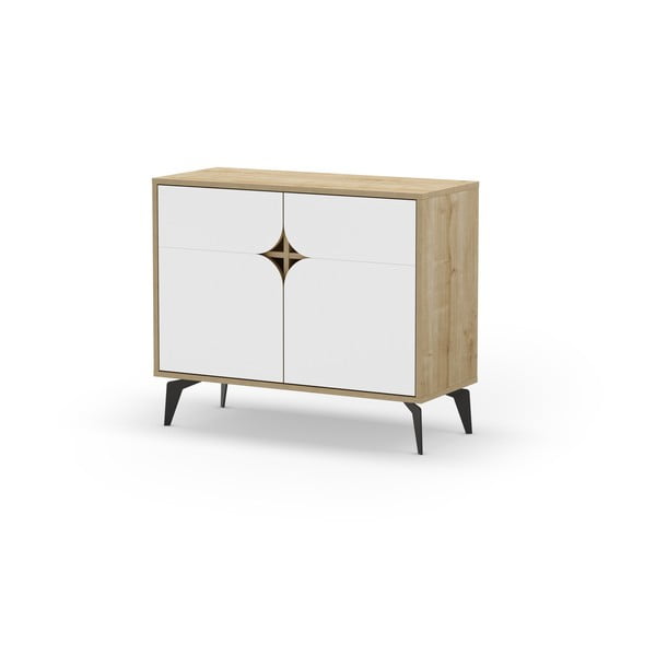 Balts/dabīga toņa skapītis ar ozolkoka imitāciju 95x79 cm Nola – Marckeric-image-2