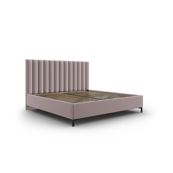 Gaiši rozā polsterēta divvietīga gulta ar veļas kasti un redelēm 180x200 cm Casey – Mazzini Beds