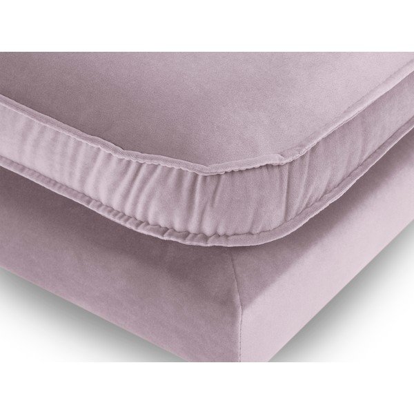 Gaiši rozā samta kāju soliņš ar melnām kājām Kooko Home Lento-image-3