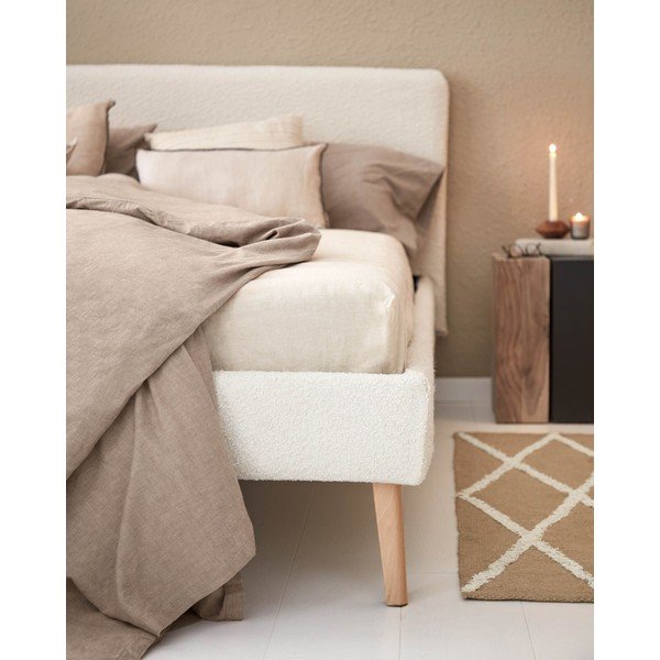 Gaiši pelēka divguļamā gulta Kave Home Lydia, 160 x 200 cm-image-1