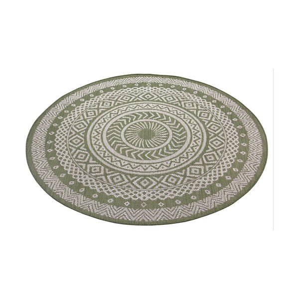 Zaļi bēšs āra paklājs Ragami Round, ø 120 cm-image-2