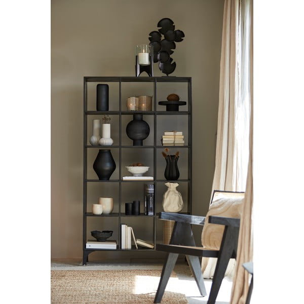 Melns mango koka grāmatu plaukts 106x190 cm Rayna – Light & Living-image-1