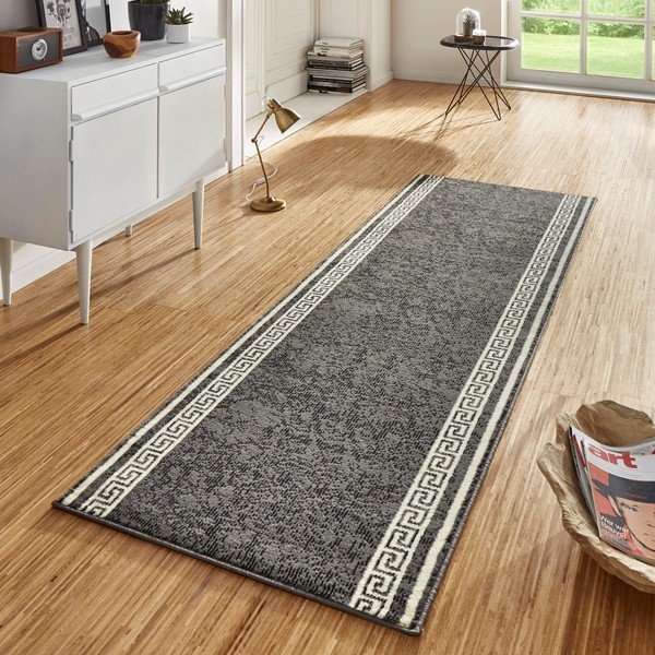 Pelēks paklājs ar baltām detaļām Hanse Home Ornaments, 80 x 450 cm-image-1