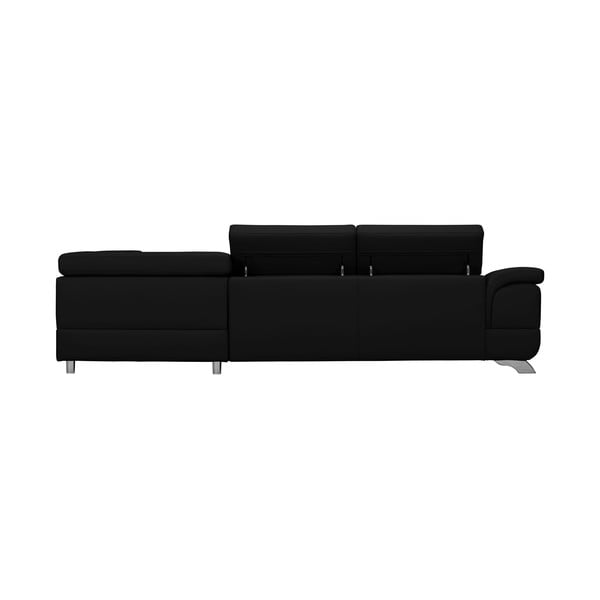 Melns ādas stūra dīvāns ar uzglabāšanas vietu Windsor & Co Sofas Gamma, labais stūris-image-2