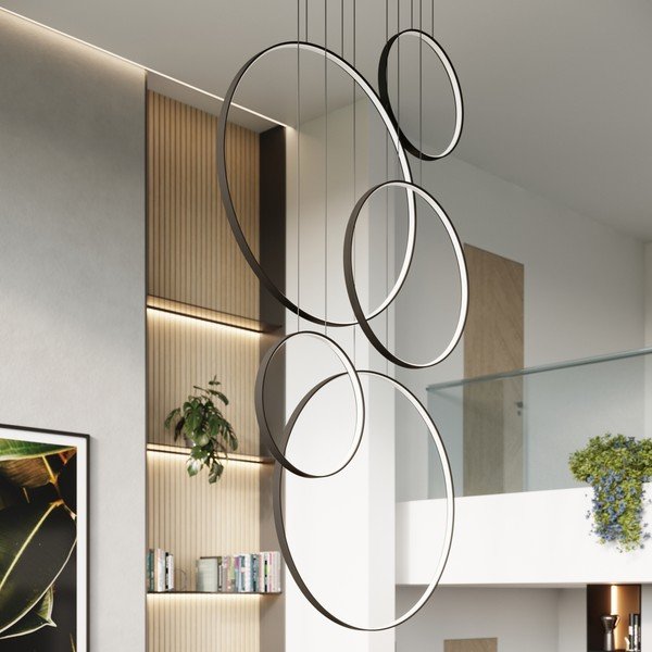 Melna alumīnija LED piekaramā lampa RIO – Thoro-image-2