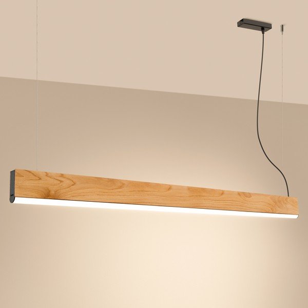 Dabīga toņa masīvkoka LED piekaramā lampa LYKKE – Thoro-image-1