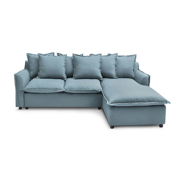 Gaiši zils izlaižams stūra dīvāns Bobochic Paris Mona, labais stūris