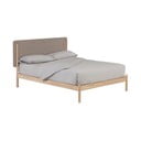 Pelēka/dabīga toņa divguļamā gulta no gumijas koka ar režģi 160x200 cm Shayndel – Kave Home