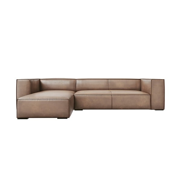 Gaiši brūns ādas stūra dīvāns (kreisais stūris) Madame – Windsor & Co Sofas