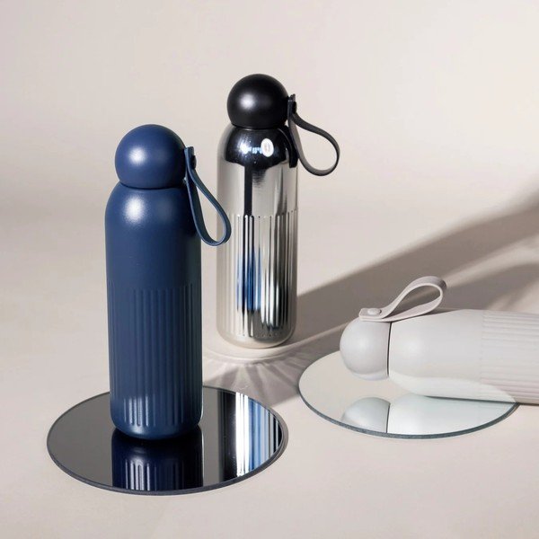 Zila nerūsējošā tērauda termopudele ar salmiņu 500 ml Tekla – Sagaform-image-1