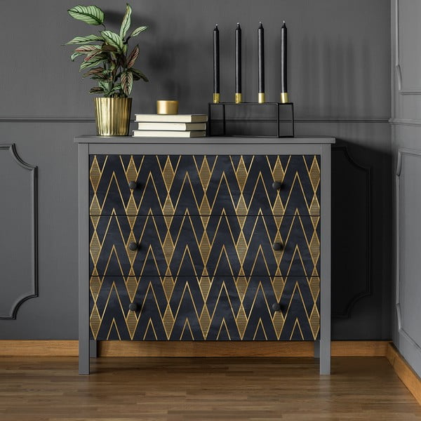 Dekoratīvās tapetes mēbelēm melnā un zelta krāsā Ambiance Ragnar-image-1