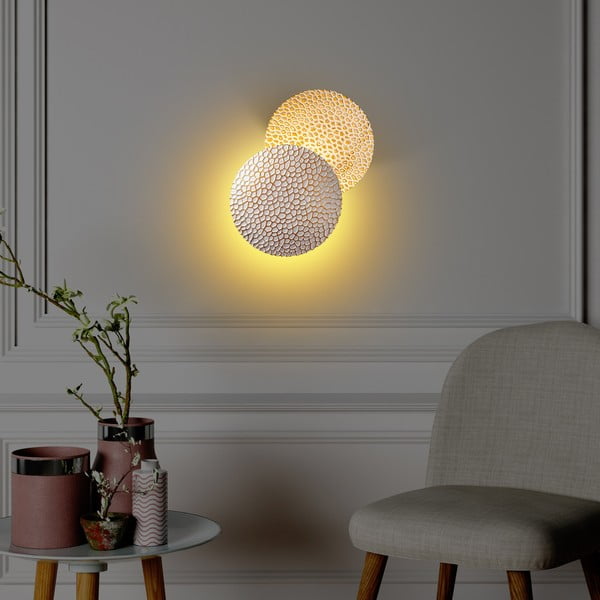 Balta/zelta krāsas LED sienas lampa ø 21 cm Yosma – Opviq lights-image-1