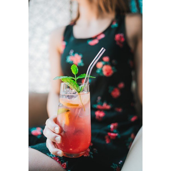 6 rozā stikla salmiņu komplekts Vialli Design, garums 23 cm-image-2