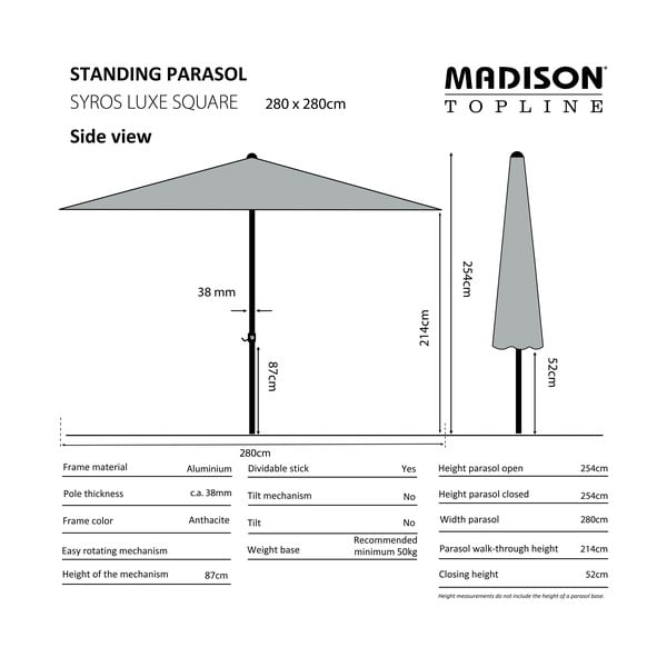 Zaļš saulessargs 280x280 cm Syros – Madison-image-1