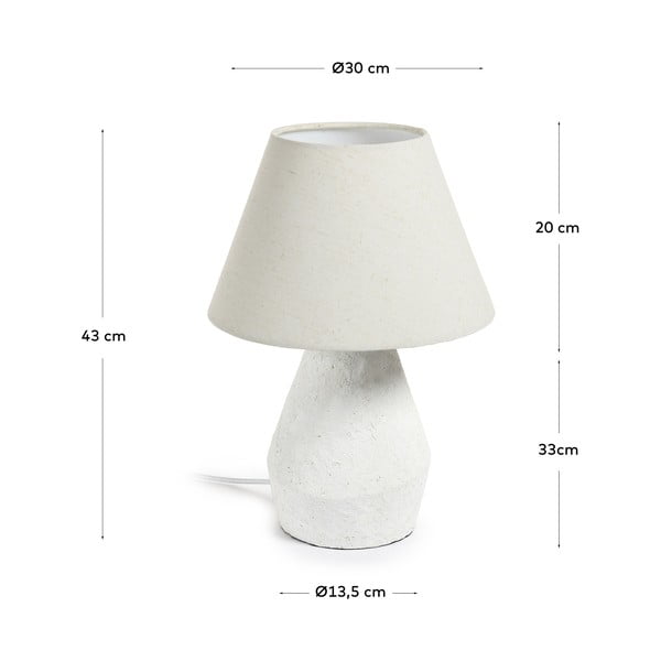 Balta galda lampa ar tekstila abažūru (augstums 43 cm) Noara – Kave Home-image-4