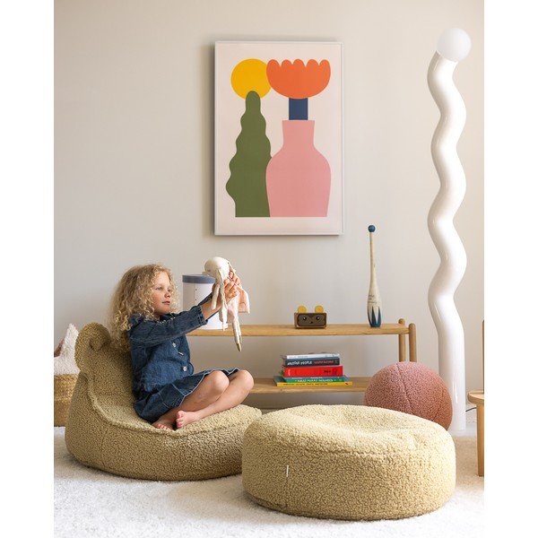 Zaļš bērnu sēžammaiss no buklē auduma Round – Wigiwama-image-1