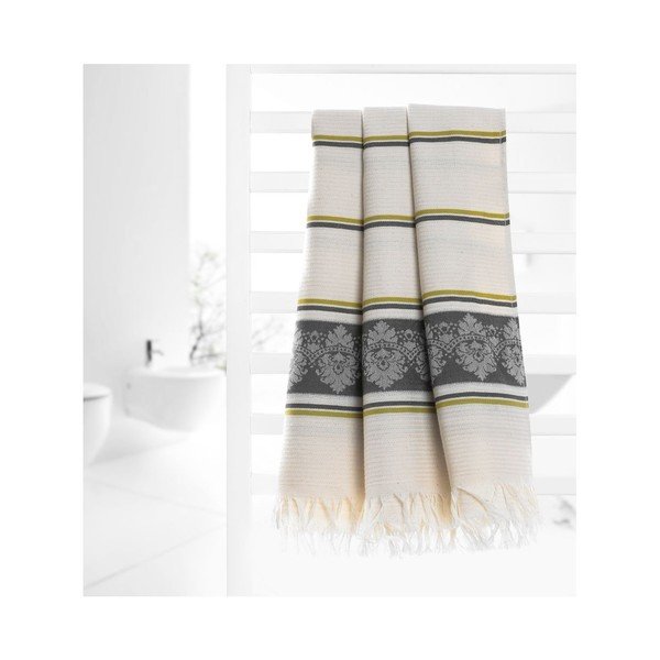 Pelēks un bēšs hamama dvielis Deco Bianca Loincloth Stripe Nurbanu, 80 x 170 cm-image-3